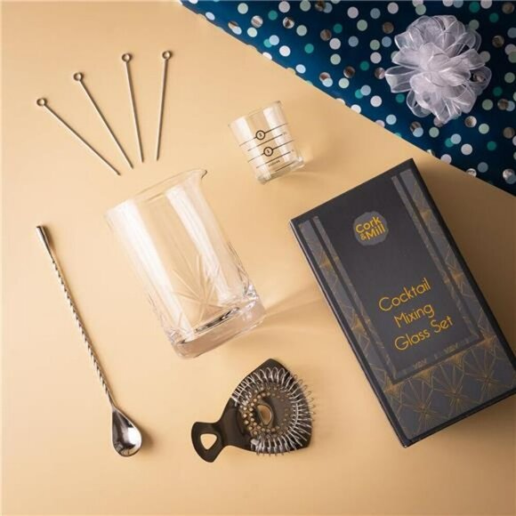 Crystal Cocktail Mixing Glass Set Bar Tools Old Fashioned Whiskey Kit 24oz - Picture 6 of 7